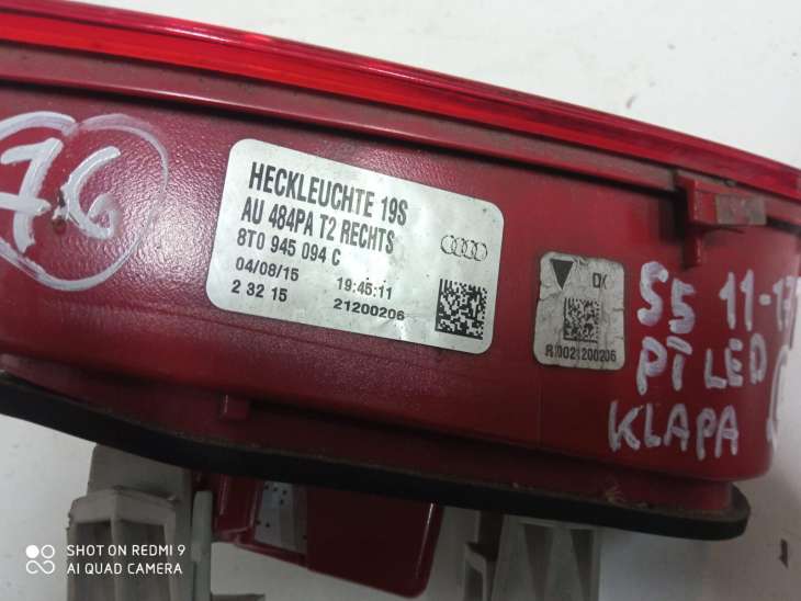 Audi A5 S5 8t Lift Lampa Prawa W Klapę Tył 8t0945094c - obrazek 3