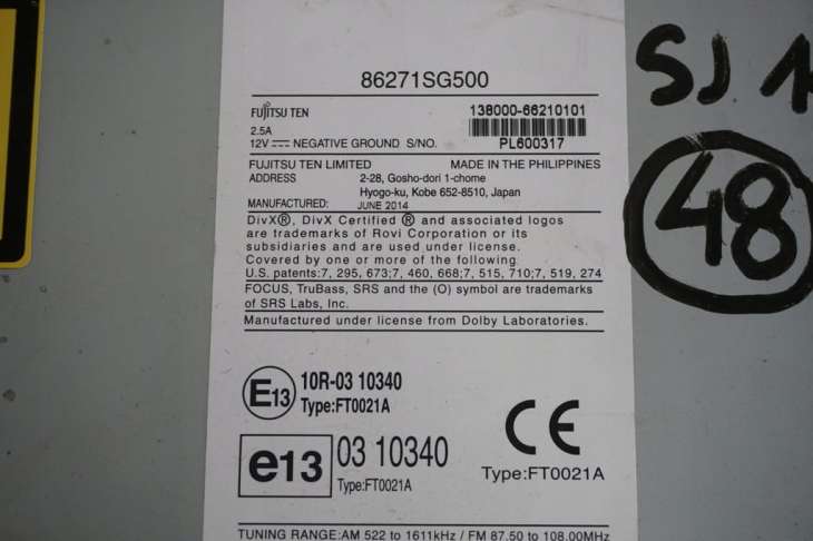 Subaru Forester IV Sj Nawigacja Gps Radioodtwarzacz 86271sg500 86277sg000 - obrazek 4