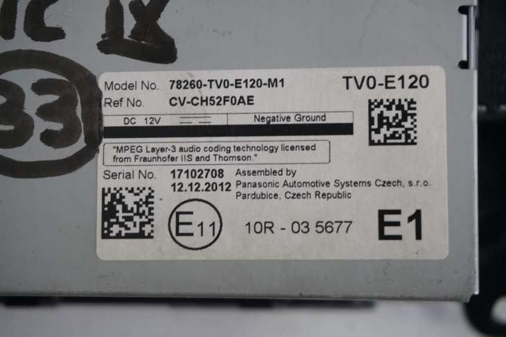 Honda CIVIc IX Ufo Wyświetlacz 78260-Tv0-E120-M1 - obrazek 3