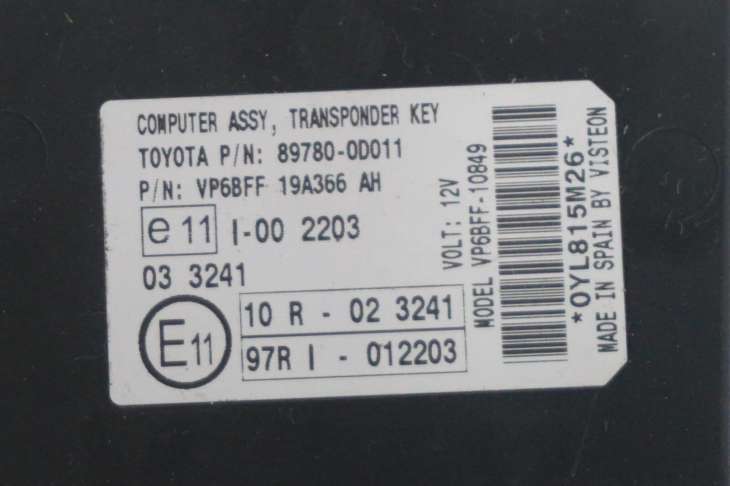 Toyota Yaris II 2007r 1.3b Zestaw Startowy Komputer Silnika Stacyjka 89661-0d311 N0502241256 - obrazek 4