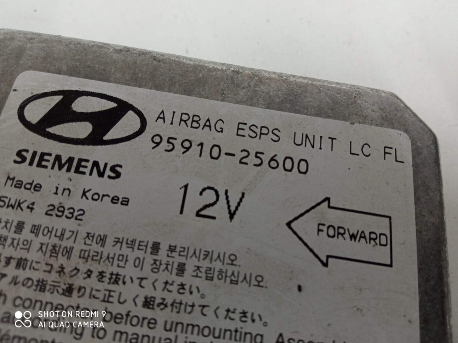 Hyundai Accent III 2009r 1.4b Moduł Sensor Sterownik Poduszek Airbag 95910-25600 - obrazek 2