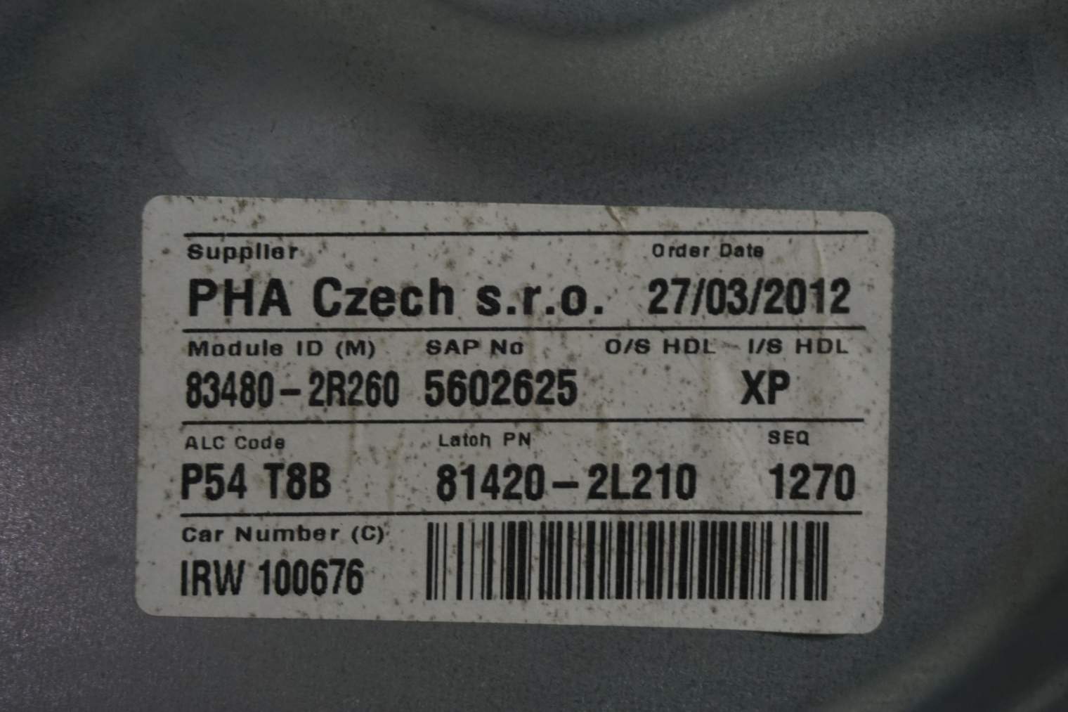 HYUNDAI i30 I KOMBI PODNOŚNIK SZYBY TYŁ PRAWY 83480-2R260 - obrazek 2